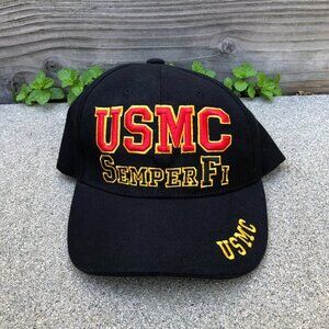TK CAP USMC Semper Fi Marine Corps Hat Men's Black Adjustable Cap Embroidered​